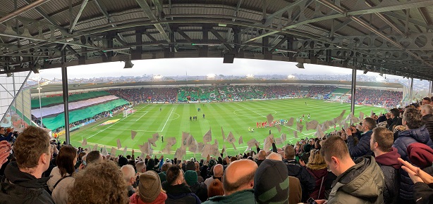 a view from Plymouth Argyle's new grandstand on New Year's Day